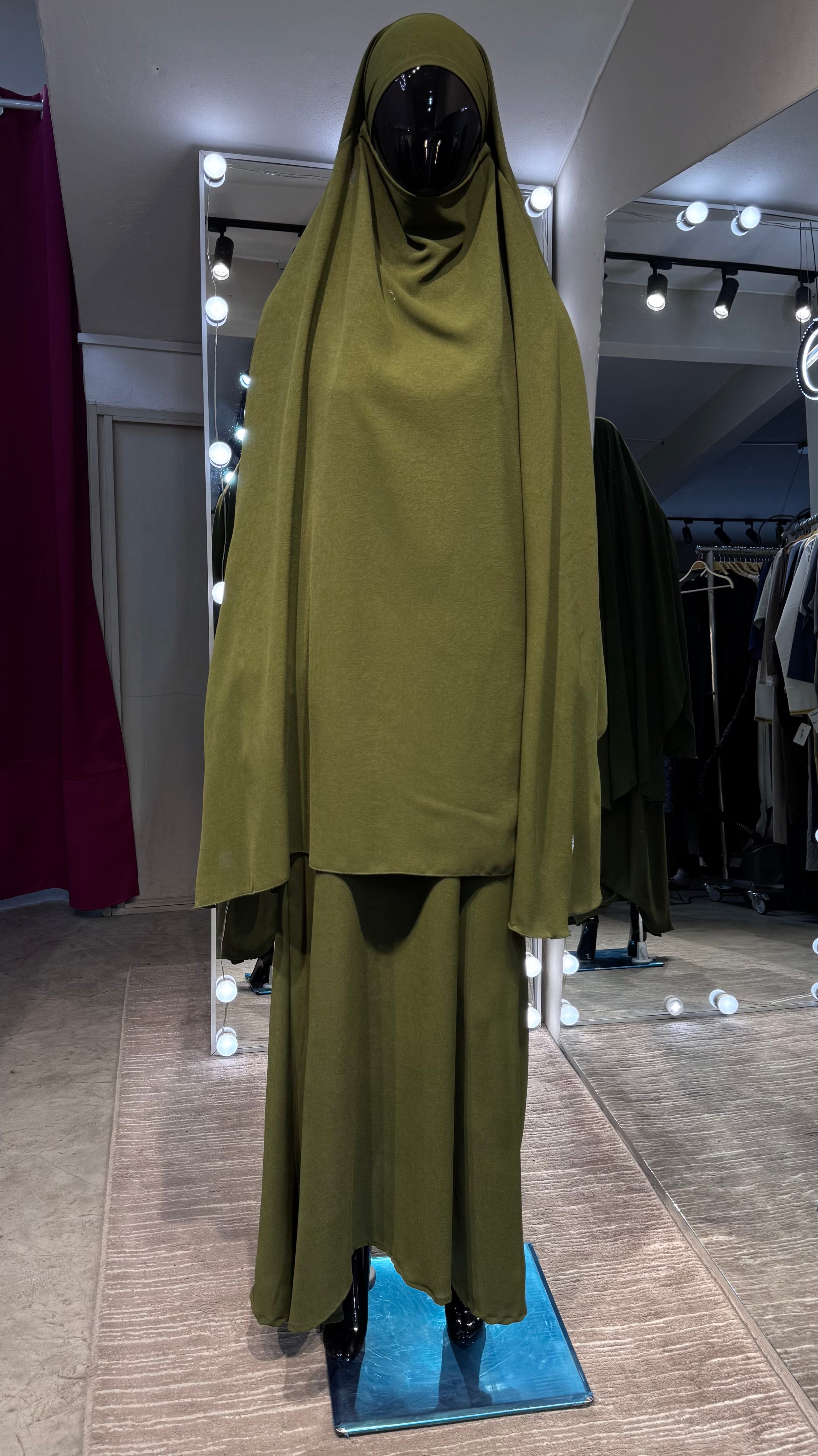 CY Crushed khimar Set-Olive Green