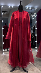 Full Stone Umbrella Cut Robe 4pcs set- Maroon