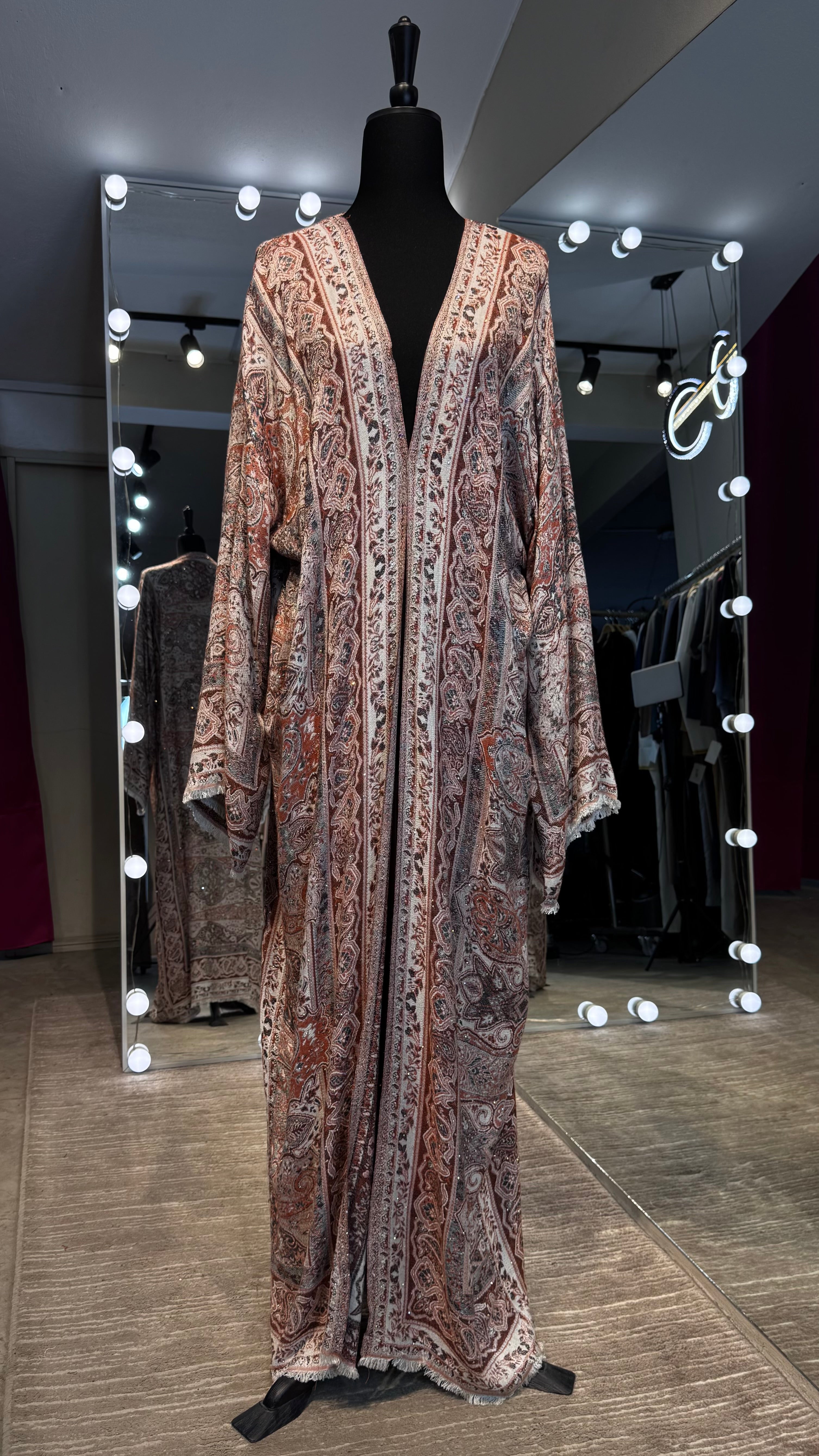 Pashmina Robe with Hijab – 2 Piece- Rust