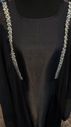 Slip Organza Farasha Abaya with Hijab – 2 Piece - Black