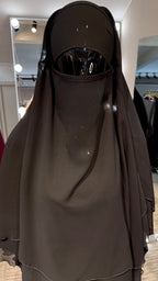 2-layers chiffon khimar Set- Black