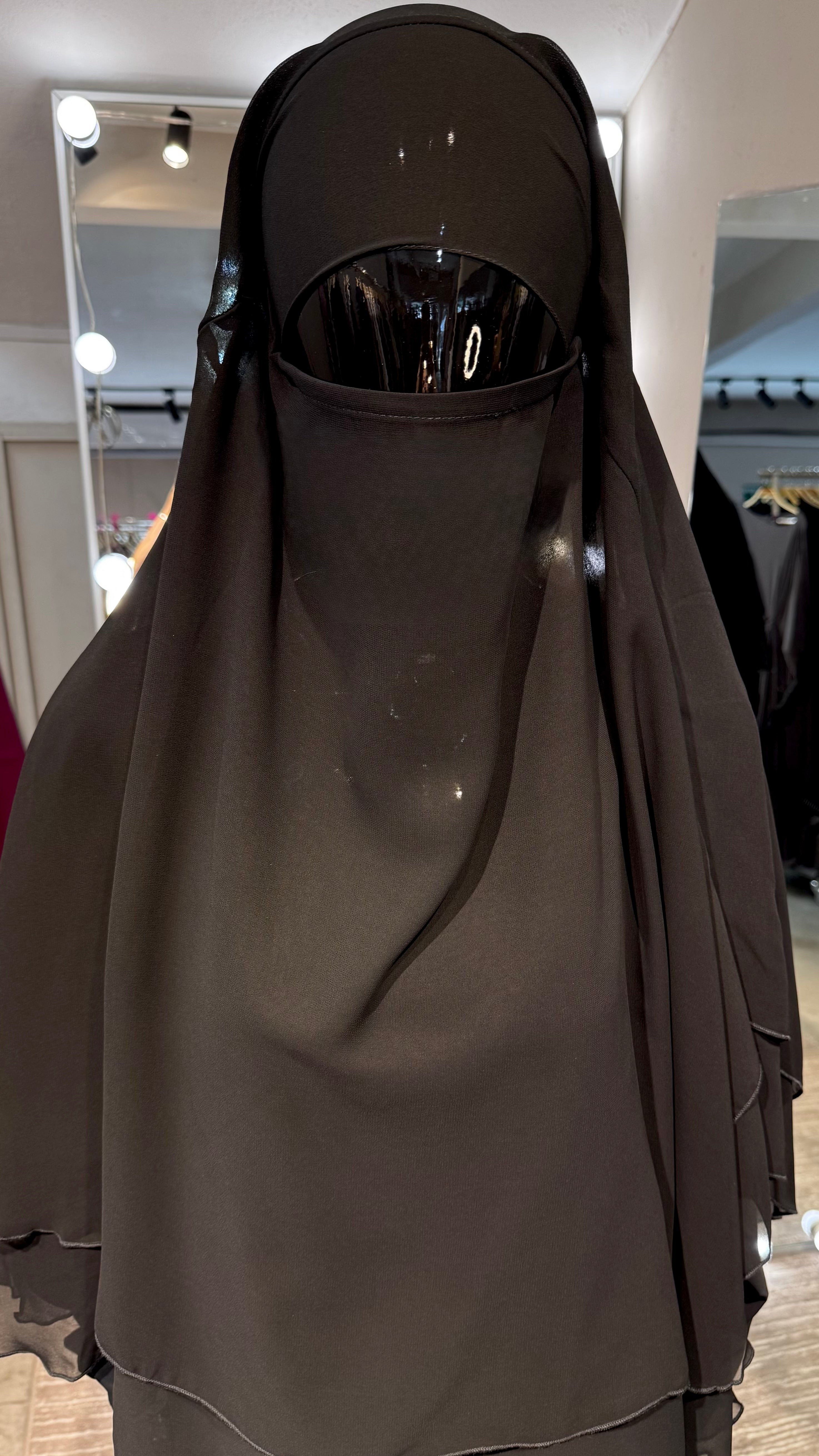 2-layers chiffon khimar Set- Black