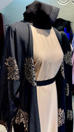 Black Embroidered Robe Abaya with Taupe Inner