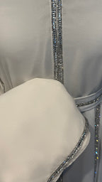 3 Piece Slit Abaya Set- White