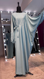 One Side Farasha Abaya Set with Hijab – Mint Green