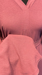 Umbrella Cut Abaya 3 pcs Set- Rose Mauve