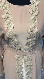 4 Piece Abaya lace Set- Beige