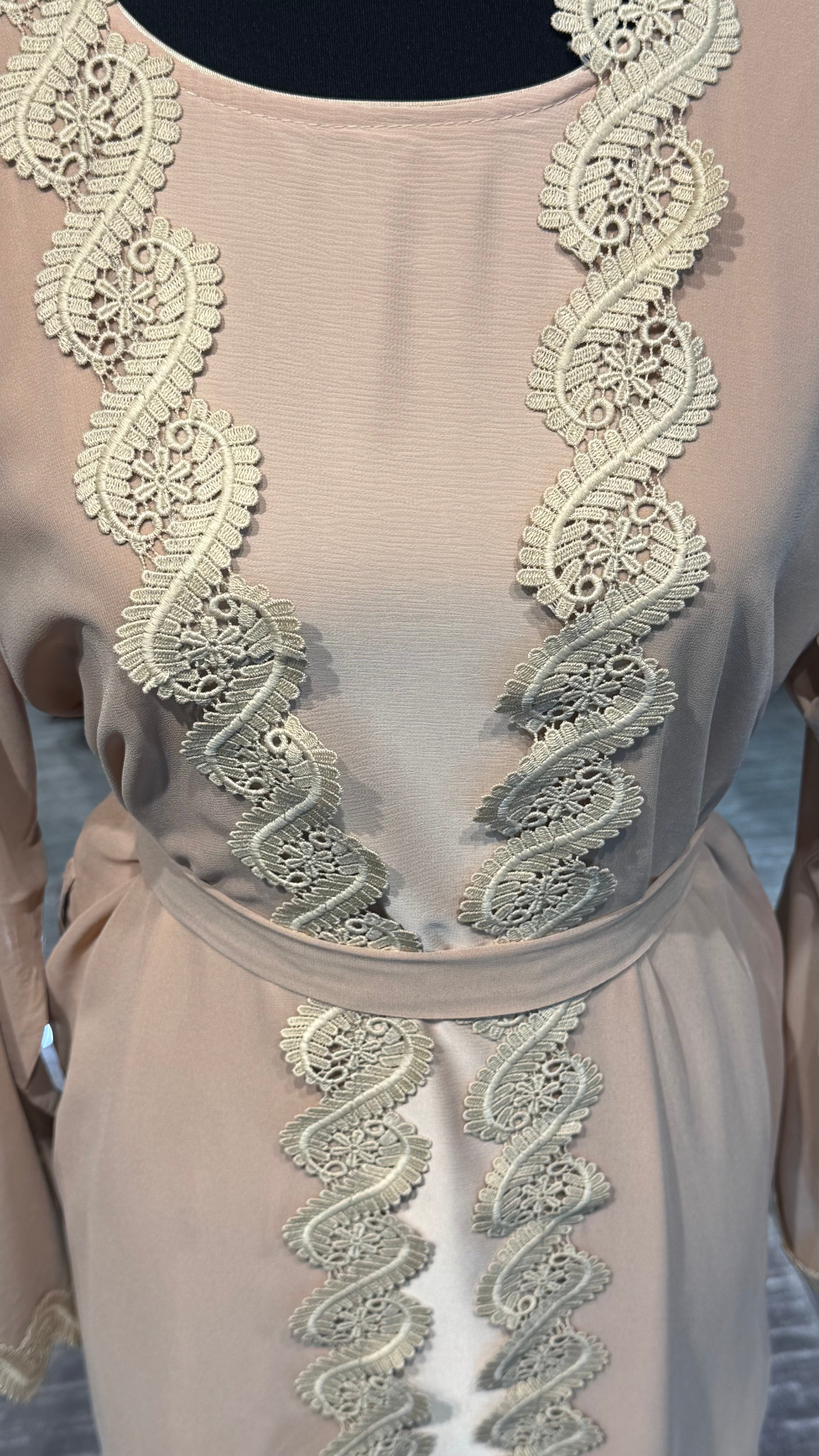 4 Piece Abaya lace Set- Beige