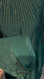 One Side Farasha Abaya Set with Hijab - Green