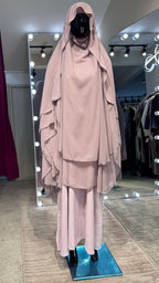 Long chiffon khimar Set- Baby Pink