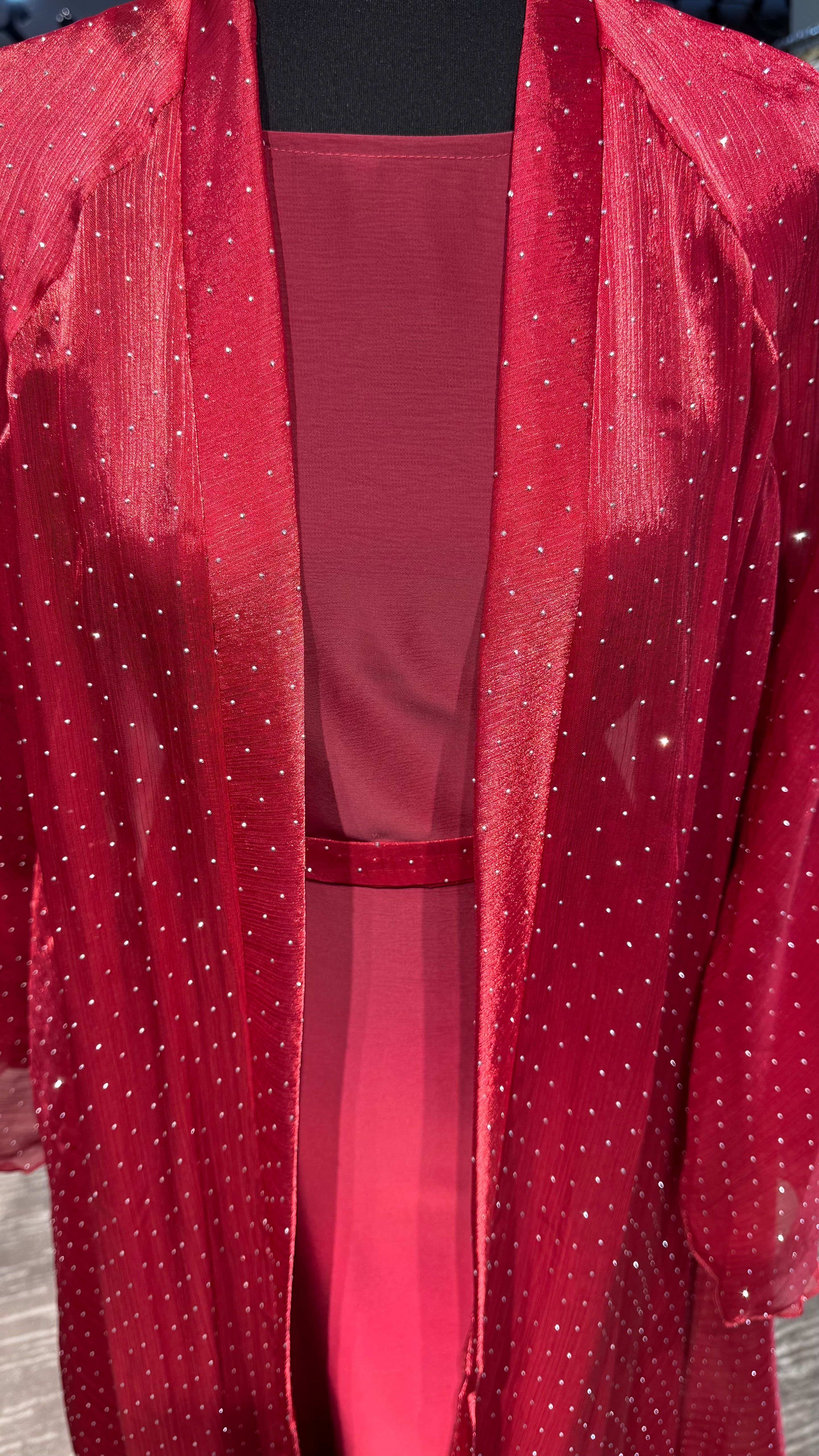 Full Stone Umbrella Cut Robe 4pcs set- Maroon