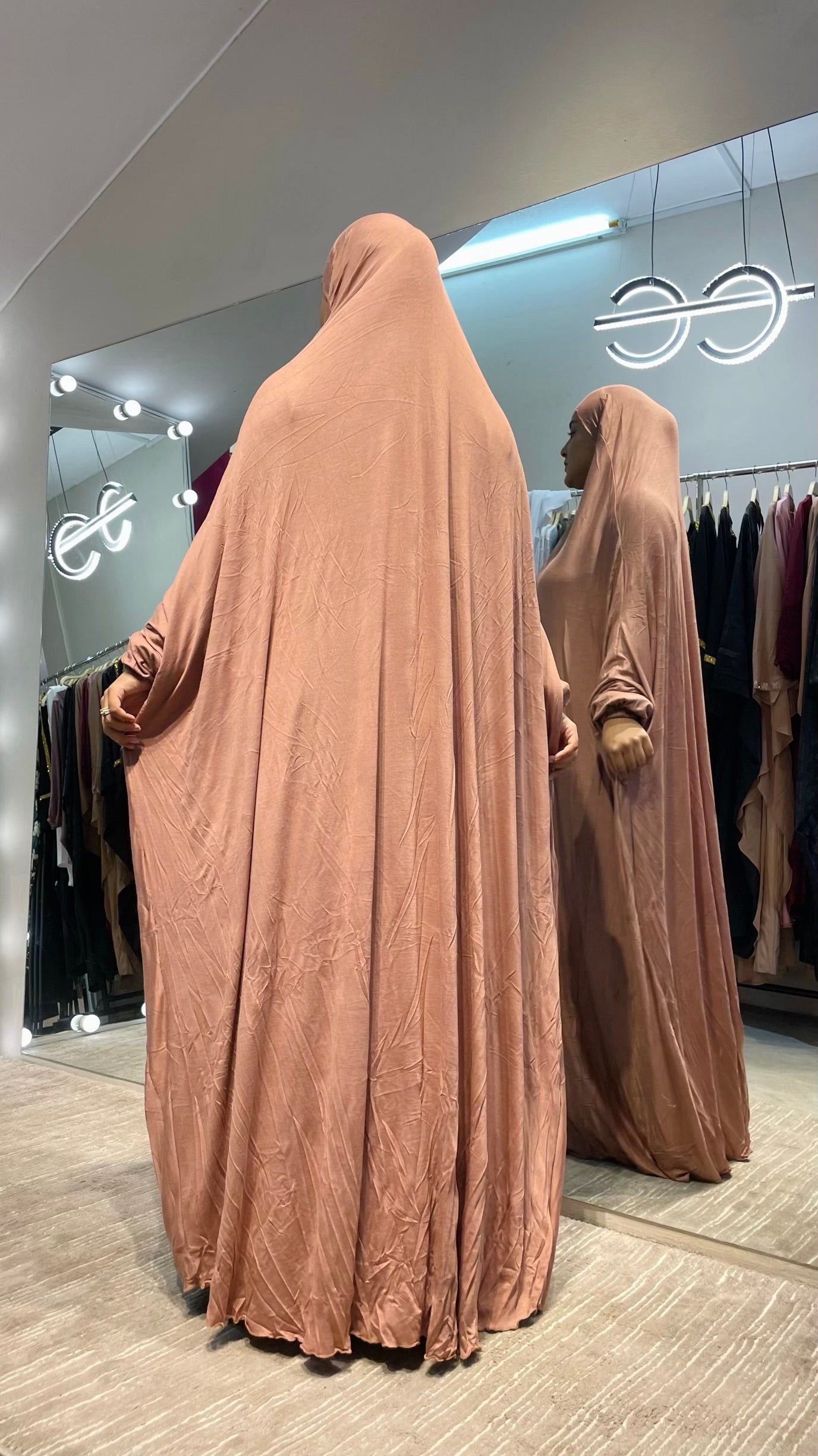 Cotton Prayer Jilbab in a Bag in Peach Brown