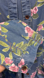 Denim 2-Piece Set –  Inner & Floral Blouse-Jeans Blue