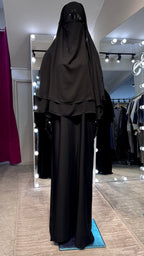 2-layers chiffon khimar Set- Black