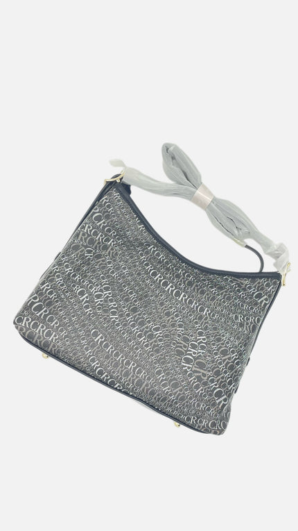 CanarLisa Shoulder Bag Gray Black with CanarLisa Print