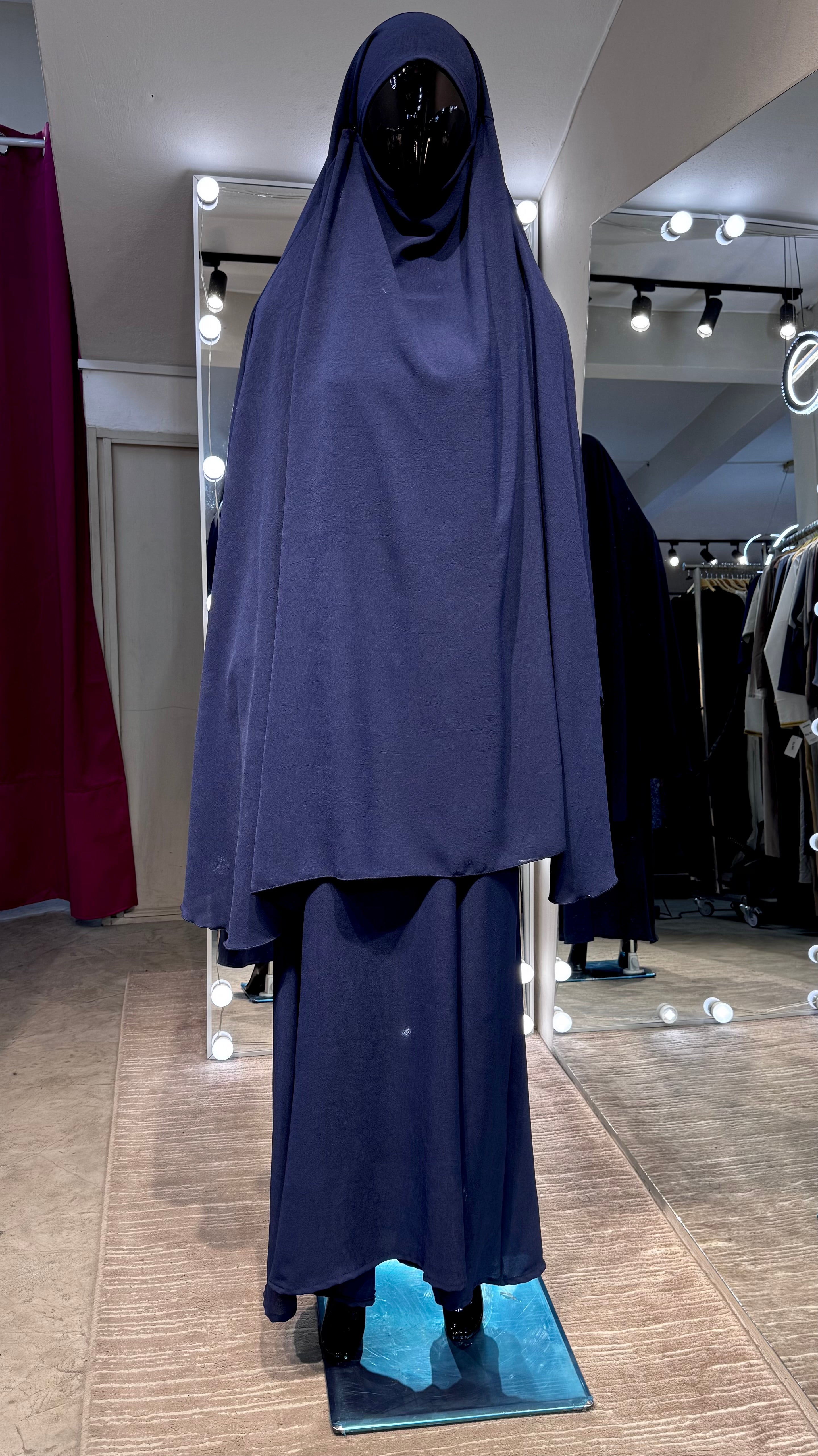 CY Crushed khimar Set-Navy Blue