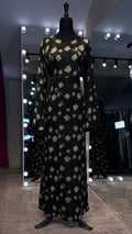 Chiffon Printed Casual Abaya Dress with Chiffon Hijab – 2 Piece - Black