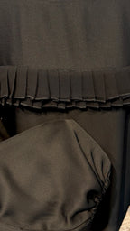 Straight Cut Abaya with front pleated chiffon- Black