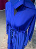 Royal Blue A-Line Premium Nida & Chiffon combination Abaya Dress