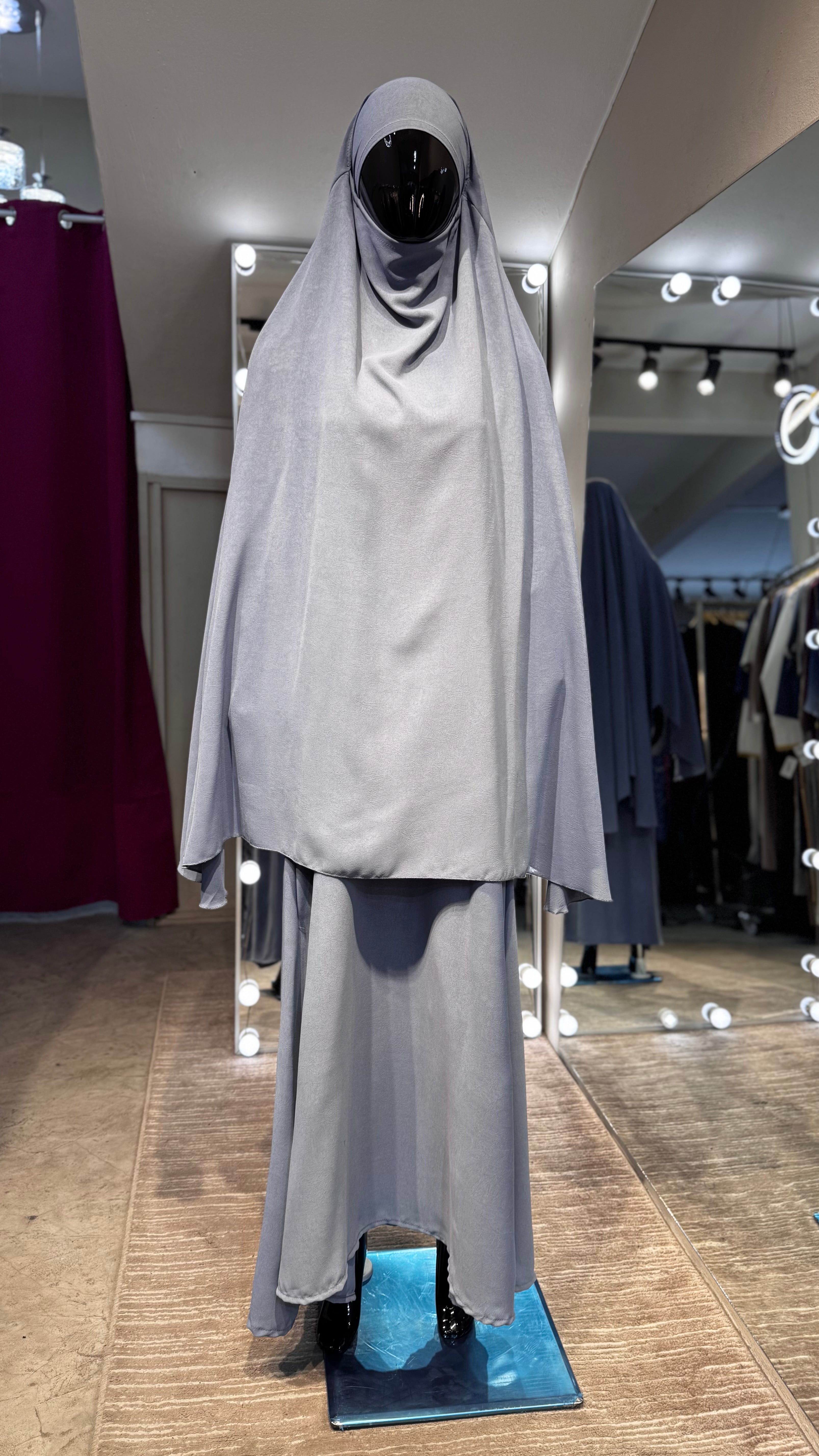 CY Crushed khimar Set- Jeans Blue