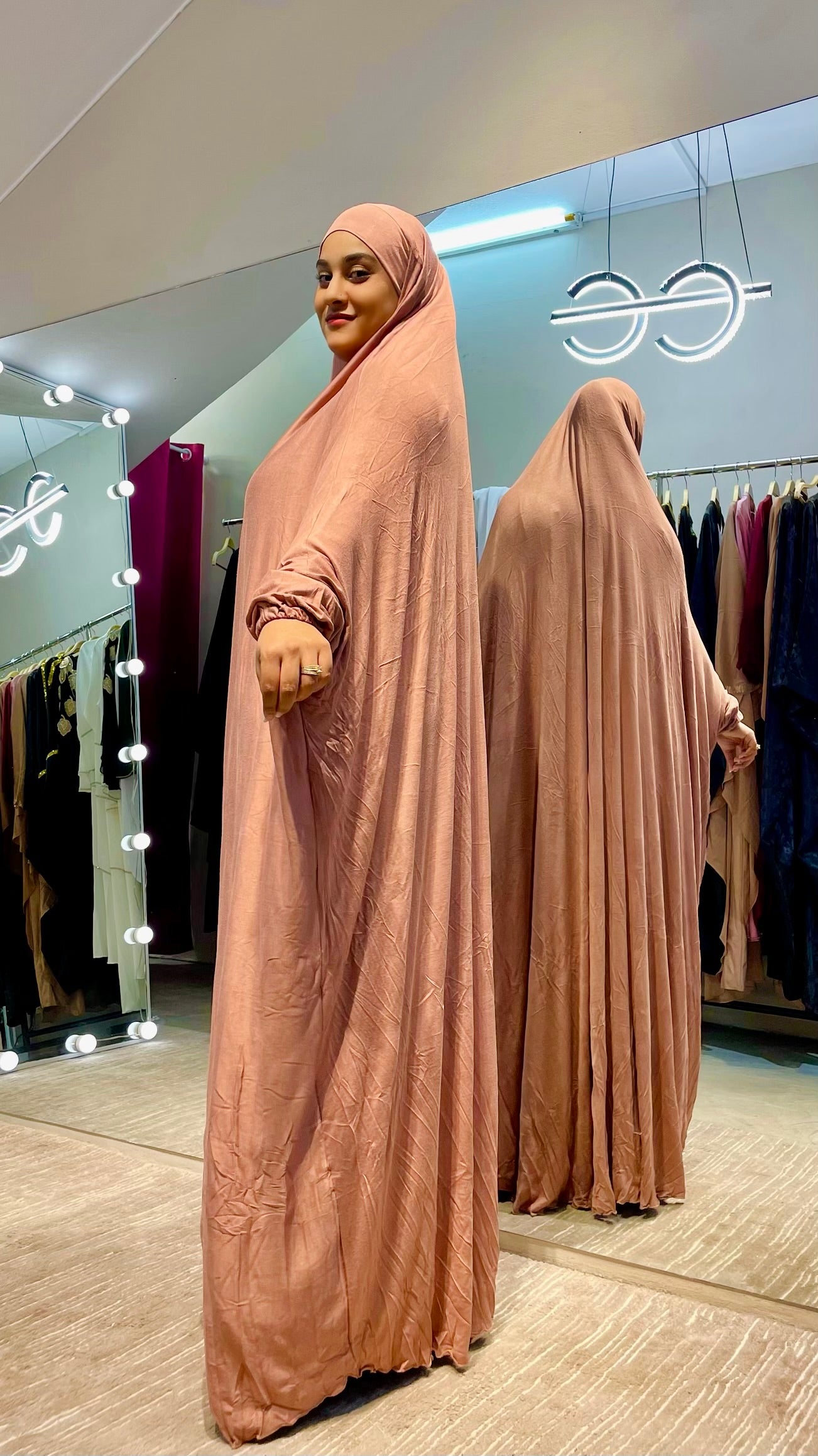 Cotton Prayer Jilbab in a Bag in Peach Brown