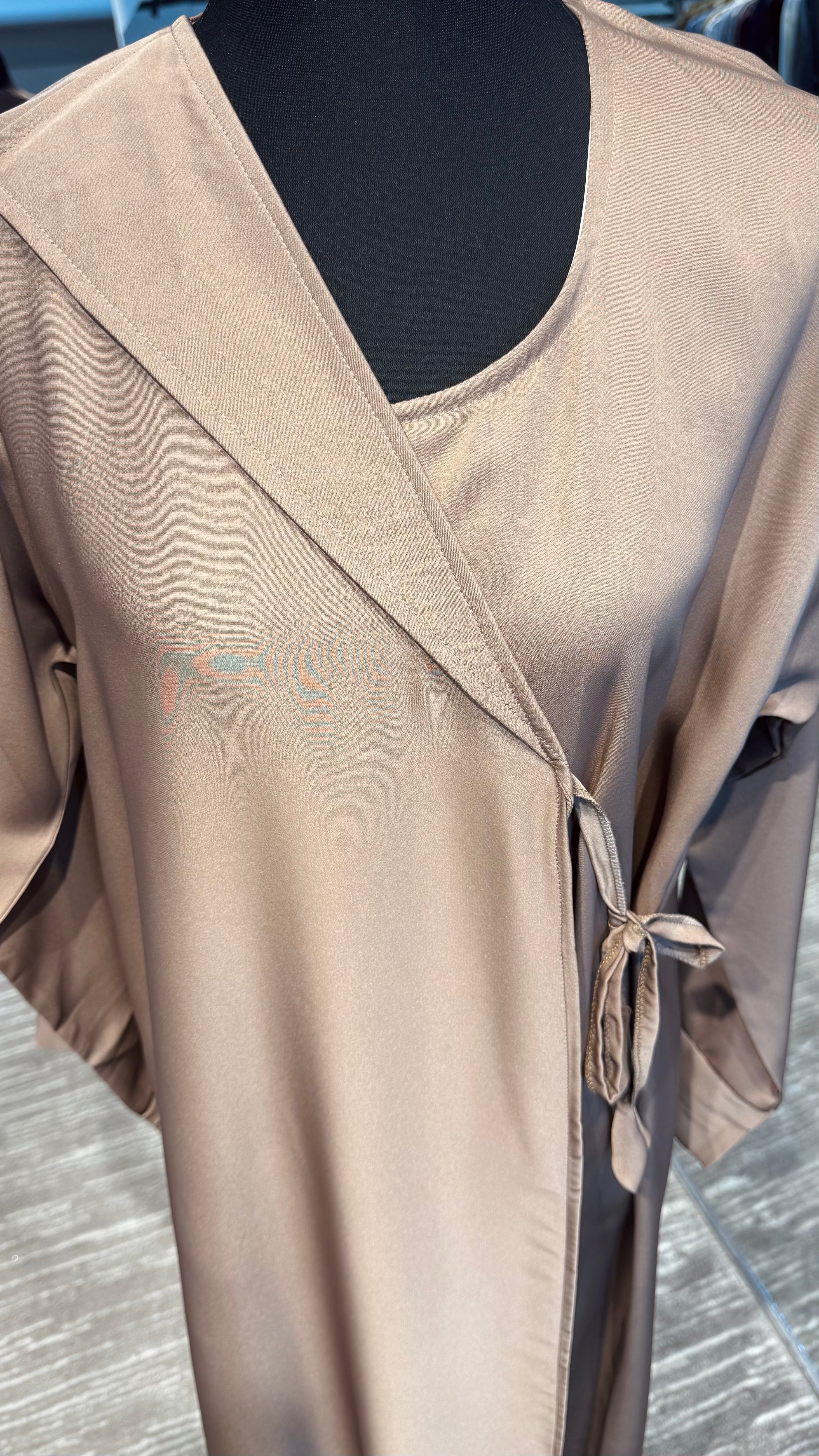 Wrap Envelope Abaya Robe- Nude Brown