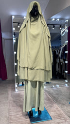 Long chiffon khimar Set-Light Green