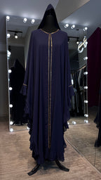 Farasha Pleated Sleeve 3 Pcs Set- Navy Blue
