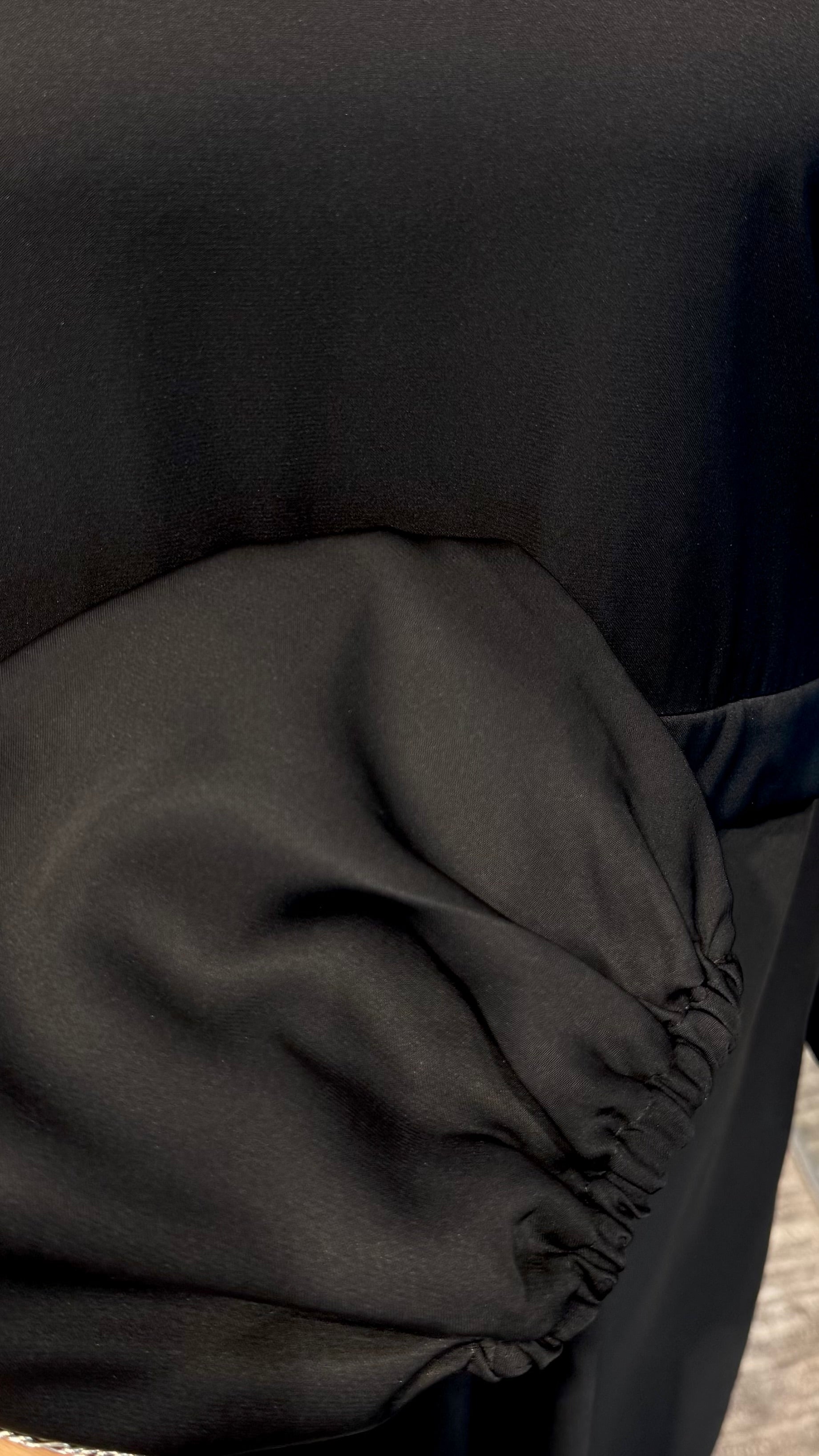 Zipper Umbrella Abaya- Black