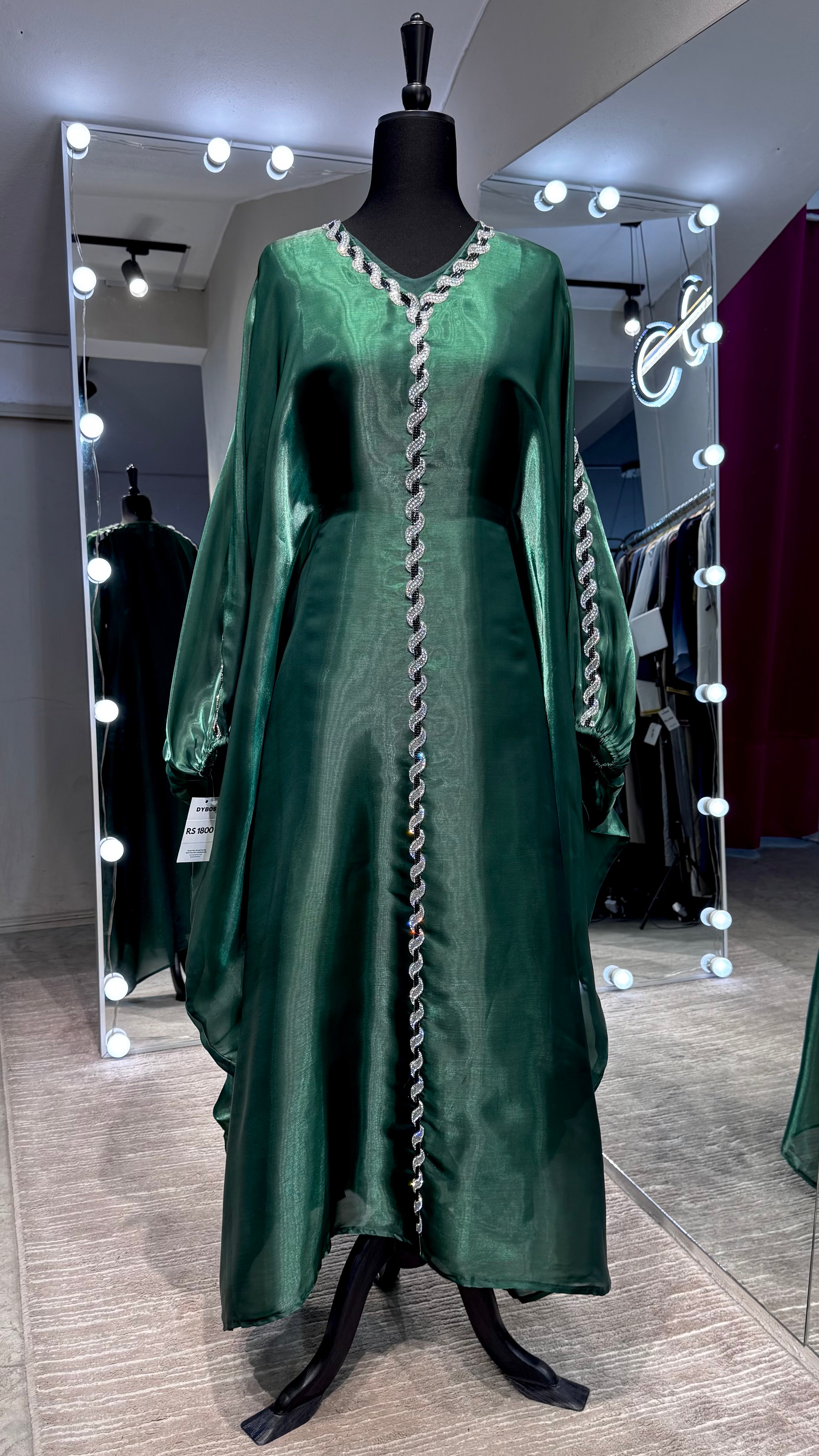 Glass Organza Farasha 3pcs set- Emerald Green