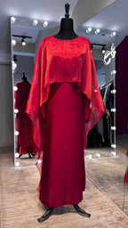 Cape Style Abaya Set with Hijab – Nida & Organza - Maroon