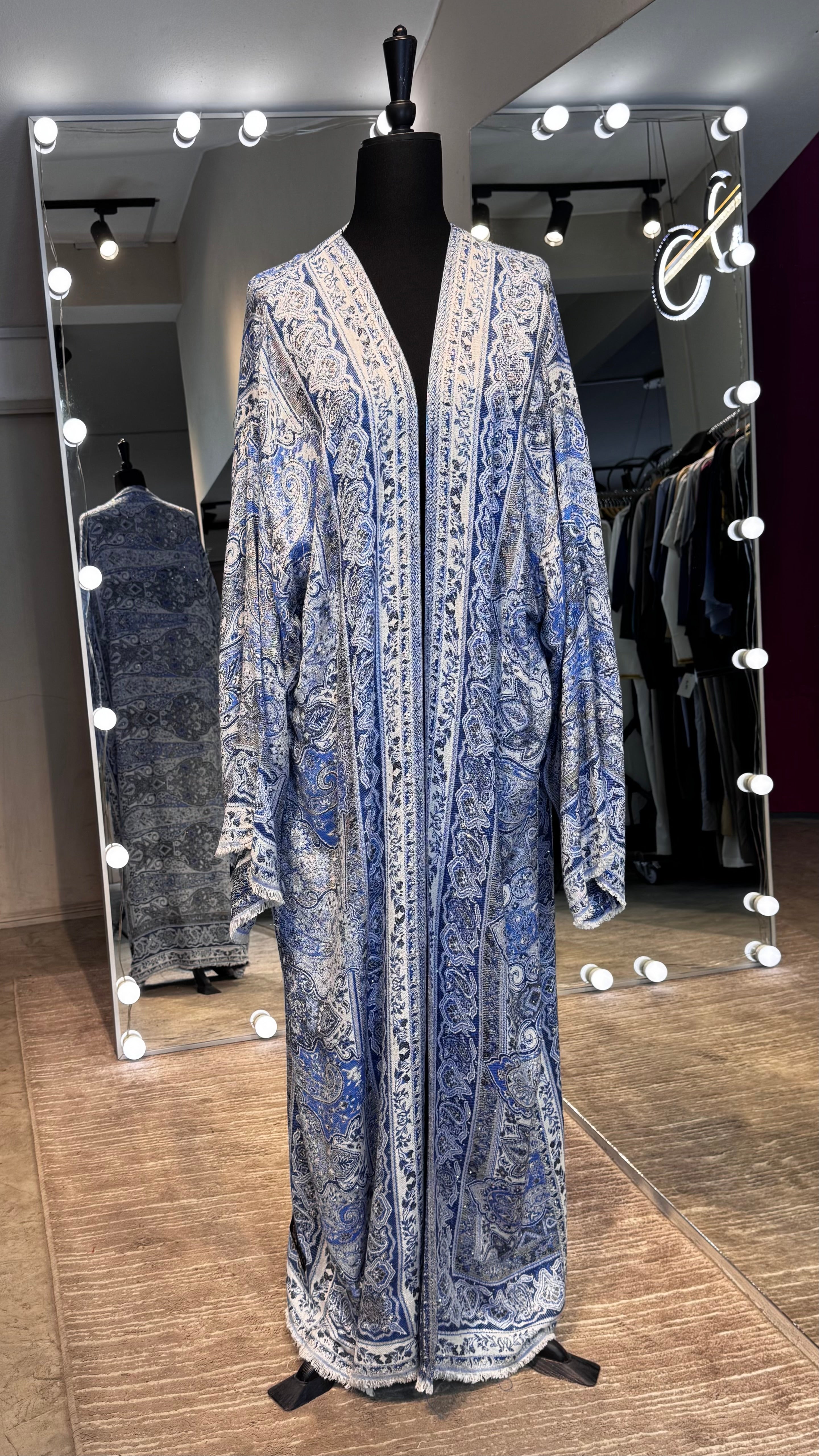 Pashmina Robe with Hijab – 2 Piece- Blue