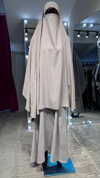 CY Crushed khimar Set-Cream