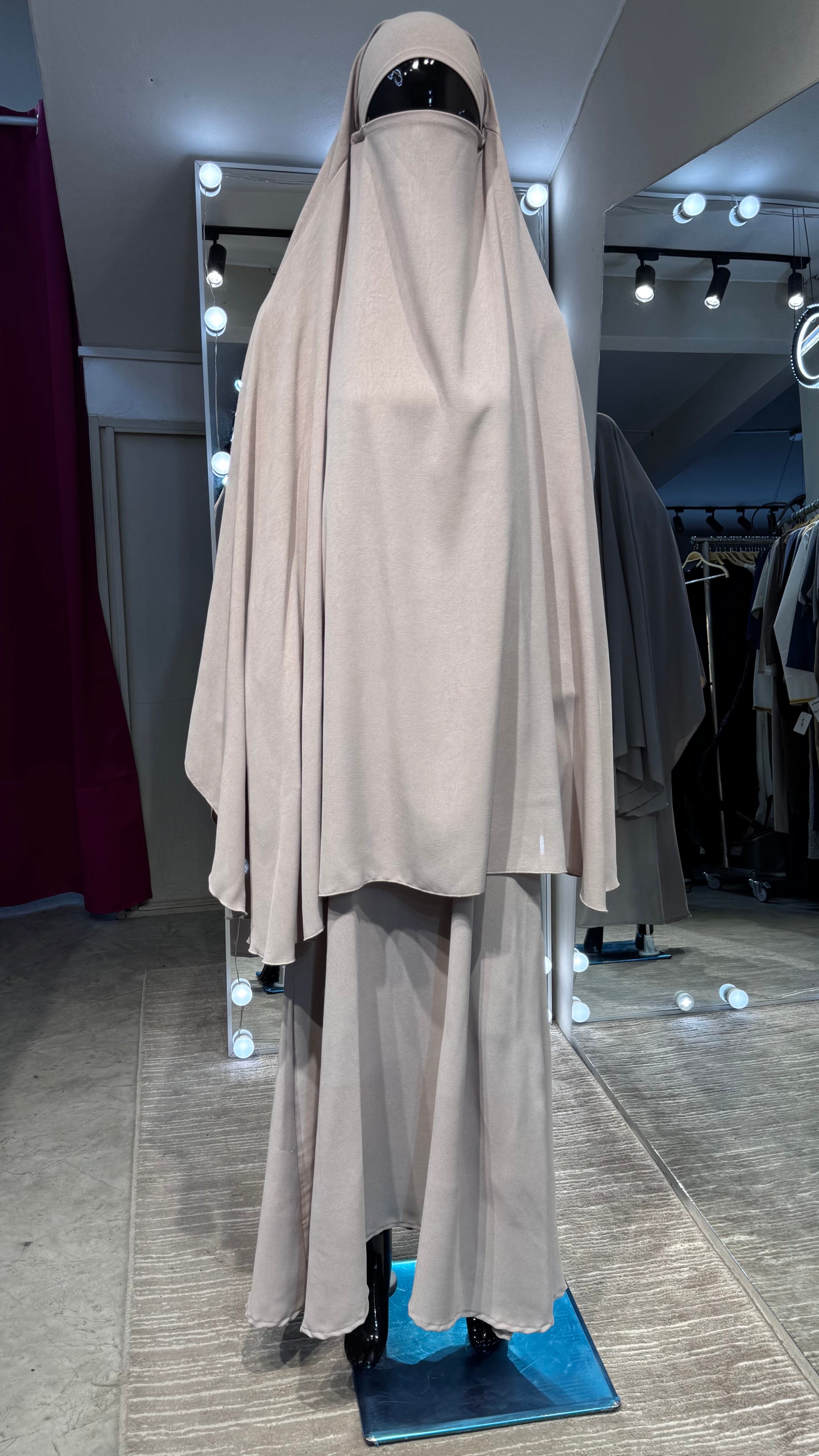 CY Crushed khimar Set-Cream