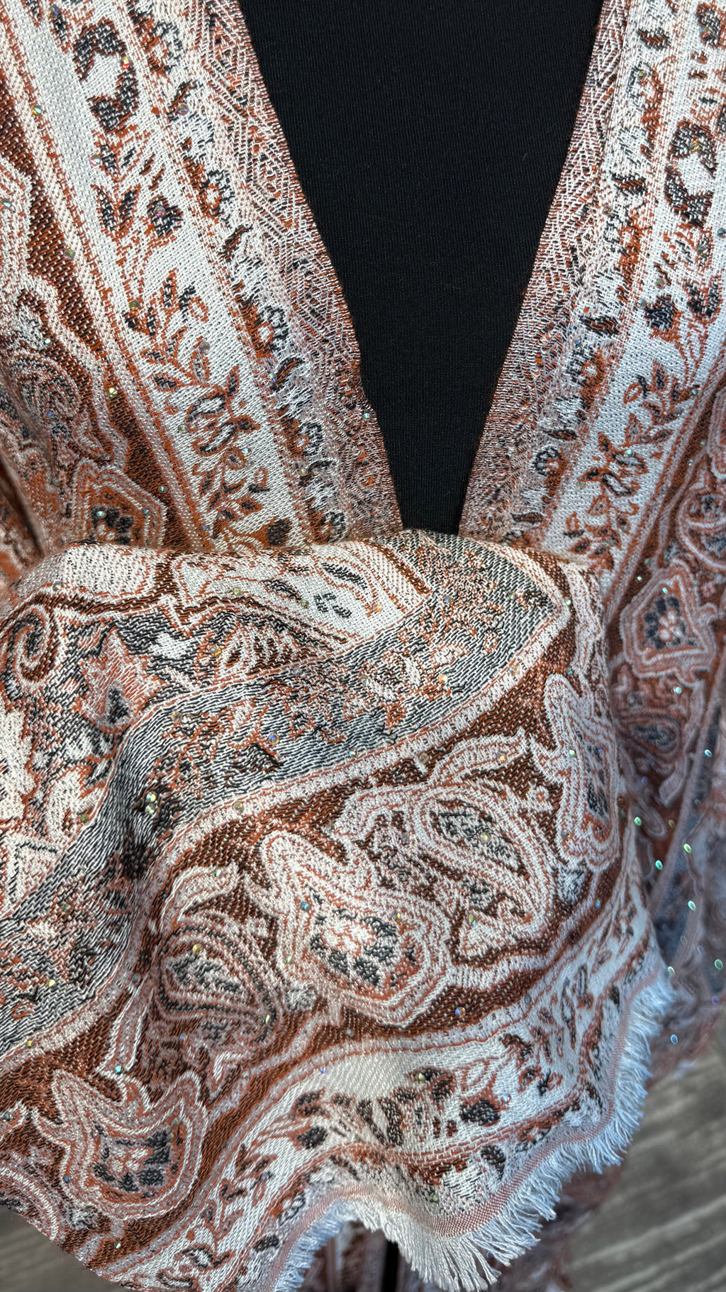 Pashmina Robe with Hijab – 2 Piece- Rust
