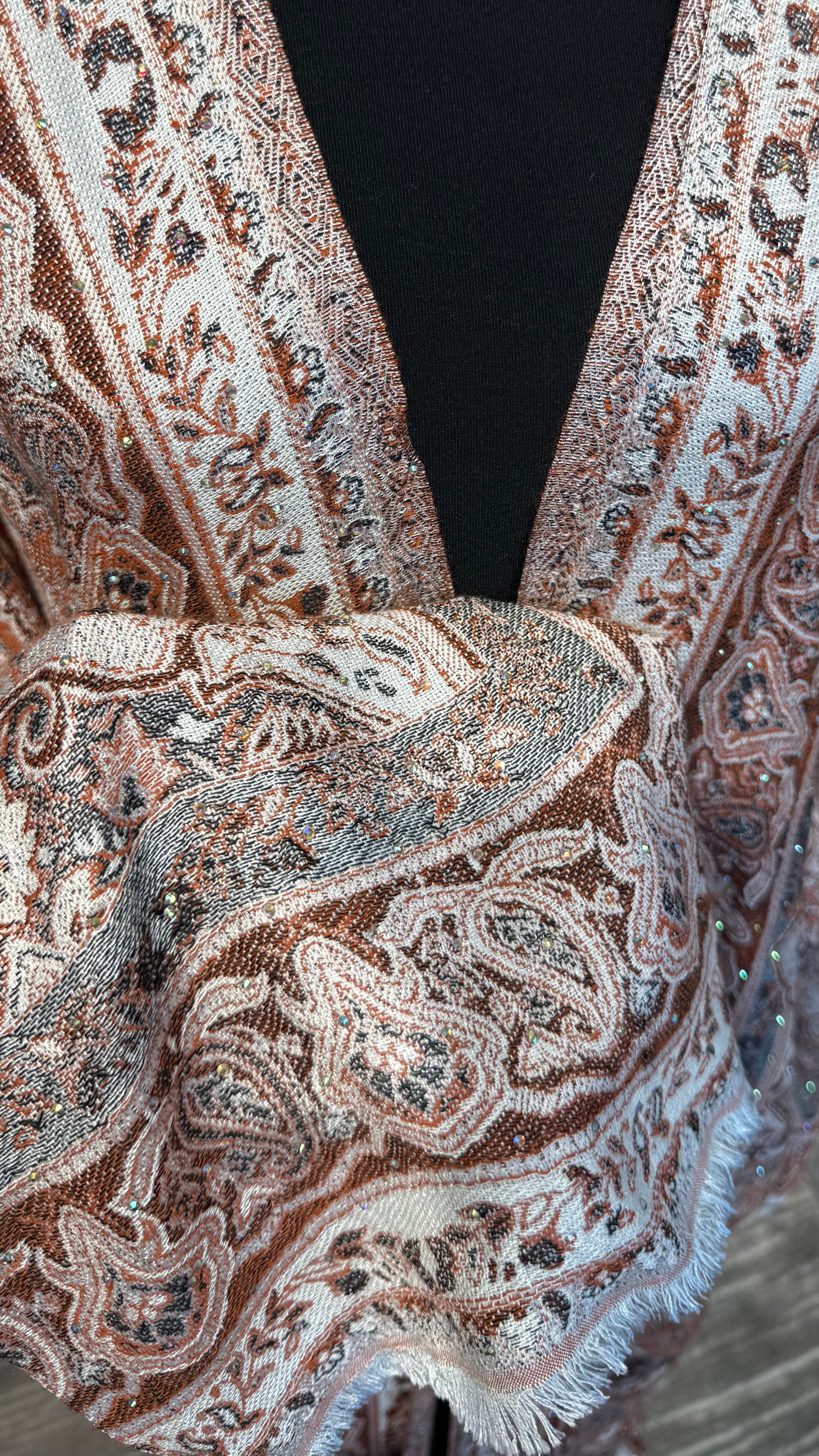 Pashmina Robe with Hijab – 2 Piece- Rust