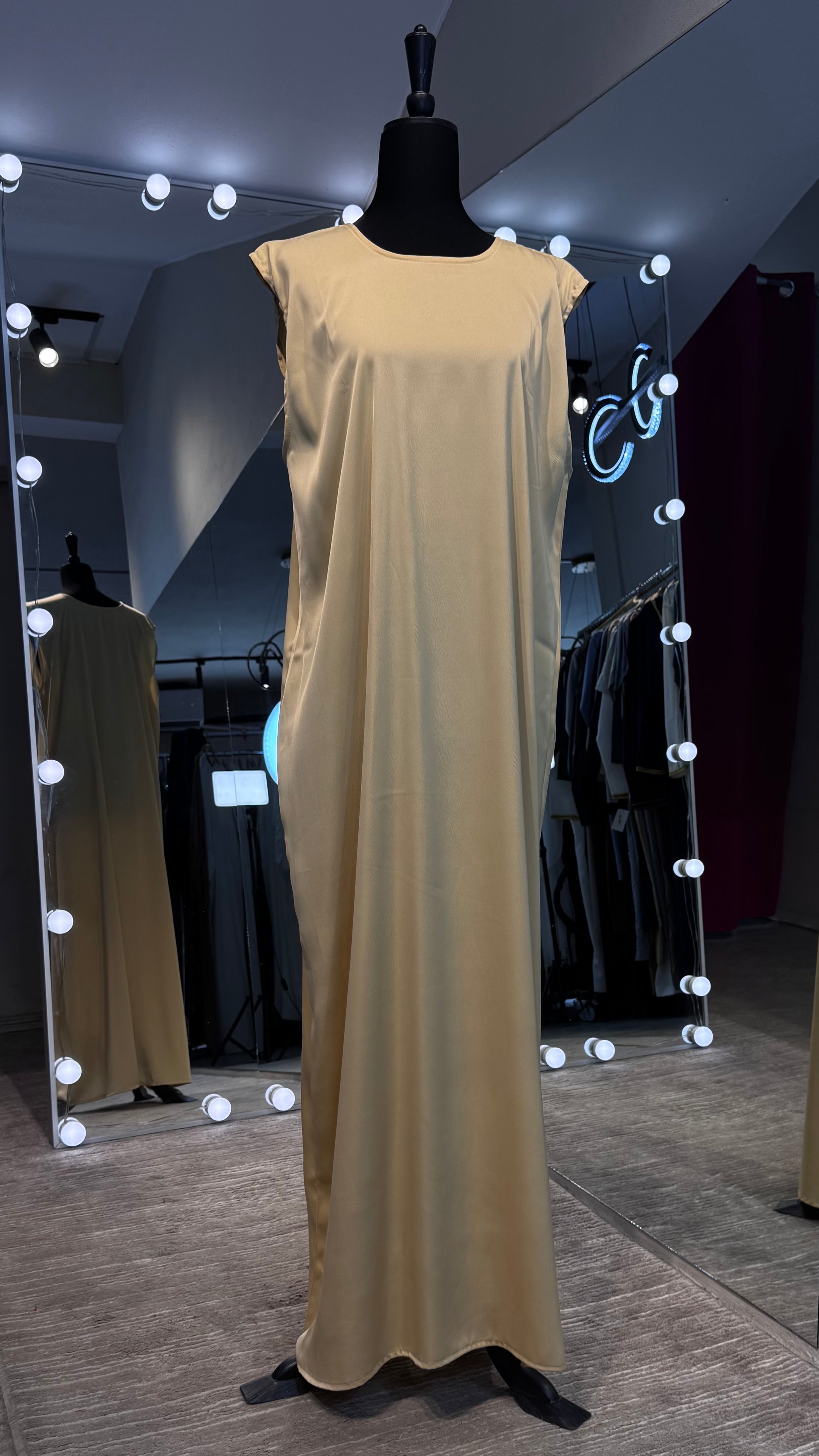 Wrap Abaya Set with Hijab – 3 Piece  Occasion / Casual | Silky Zoom Fabric - Beige