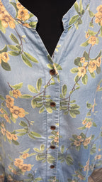 Denim 2-Piece Set –  Skirt & Floral Blouse