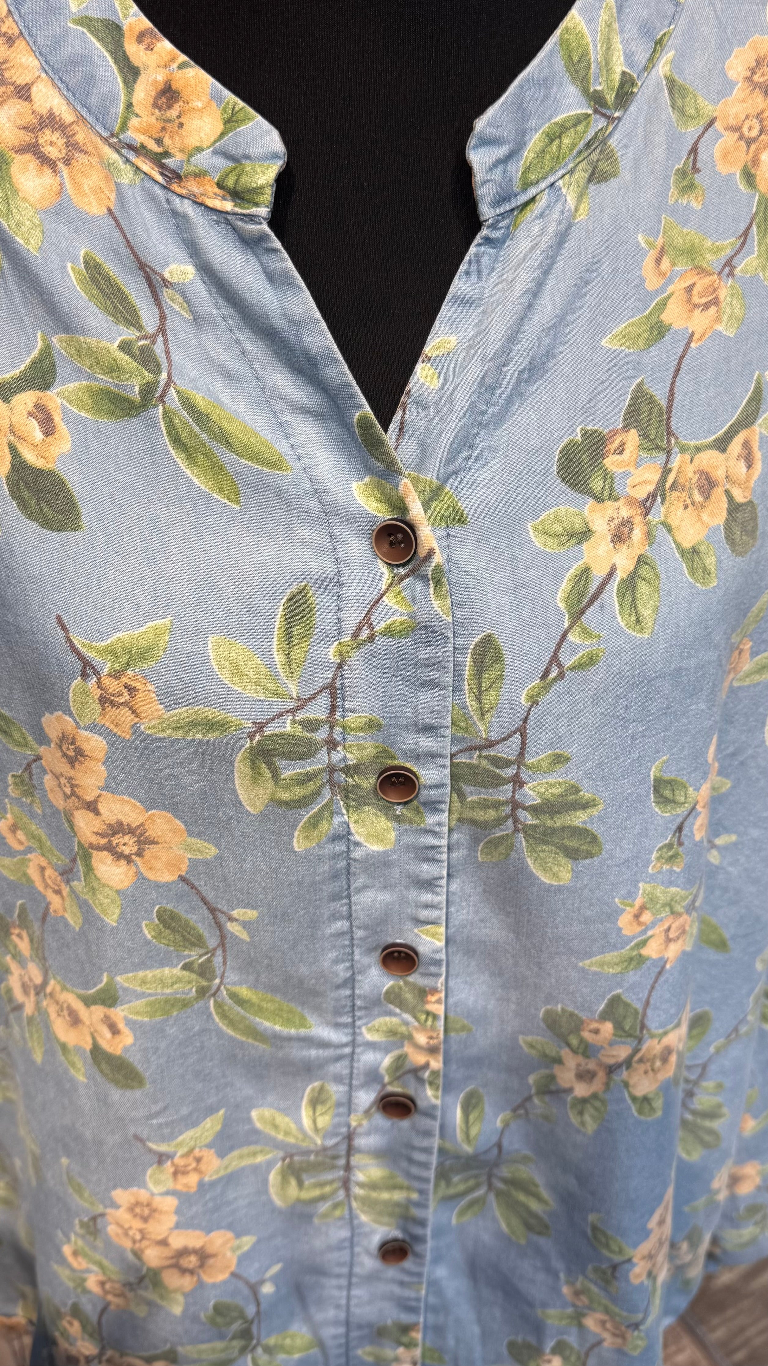 Denim 2-Piece Set –  Skirt & Floral Blouse