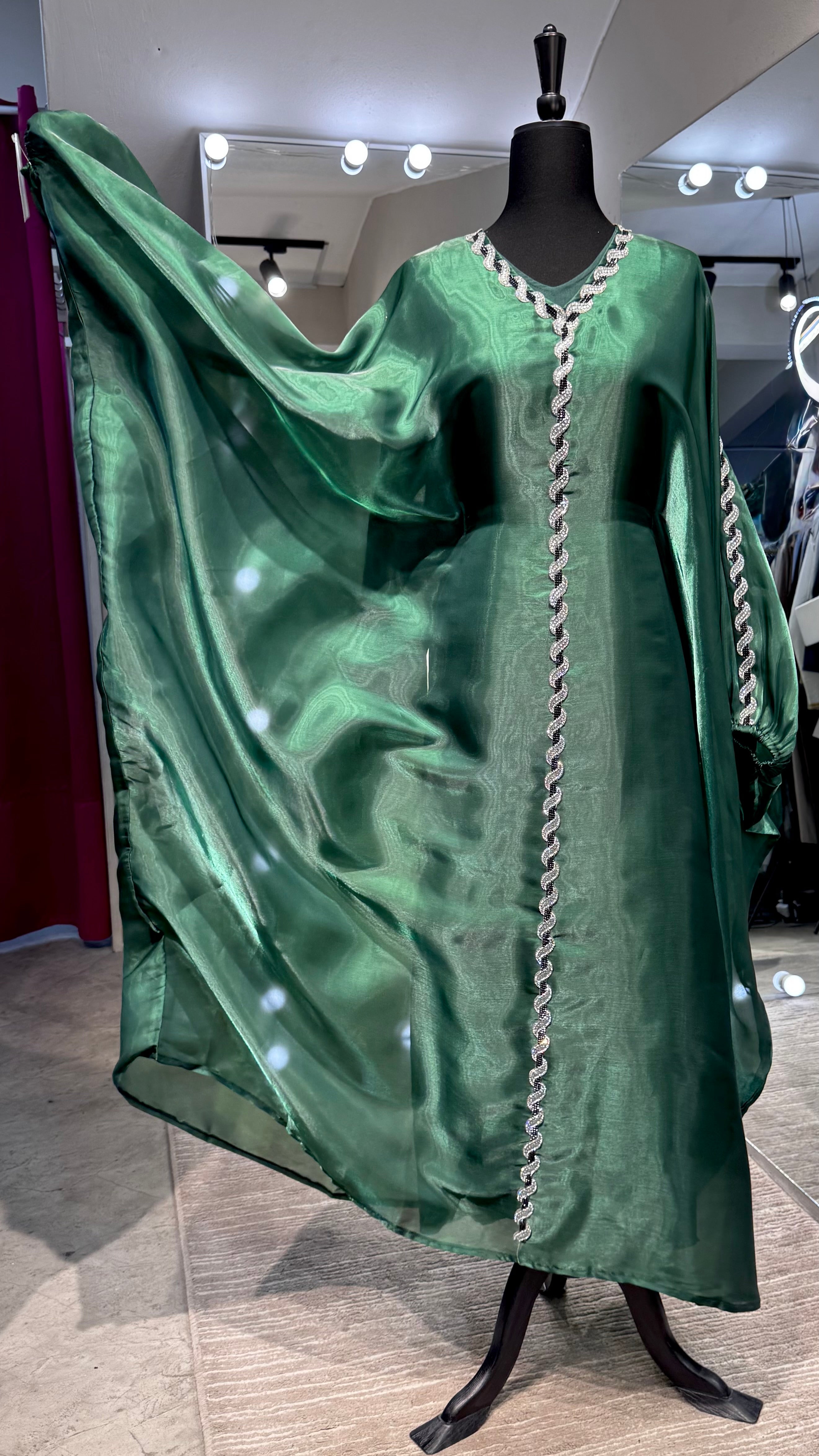 Glass Organza Farasha 3pcs set- Emerald Green