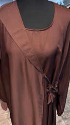 Wrap Envelope Abaya Robe- Reddish Brown