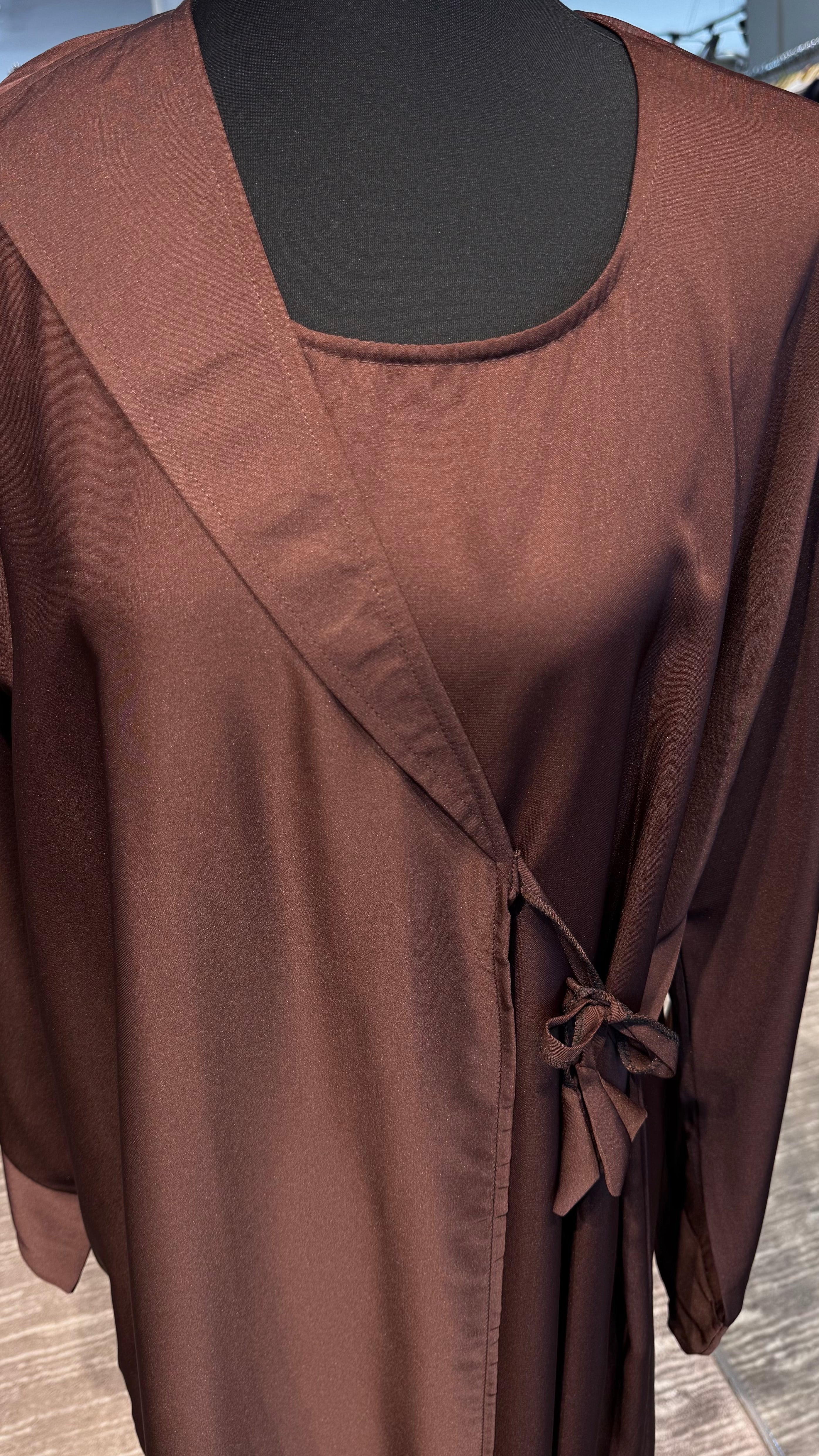 Wrap Envelope Abaya Robe- Reddish Brown