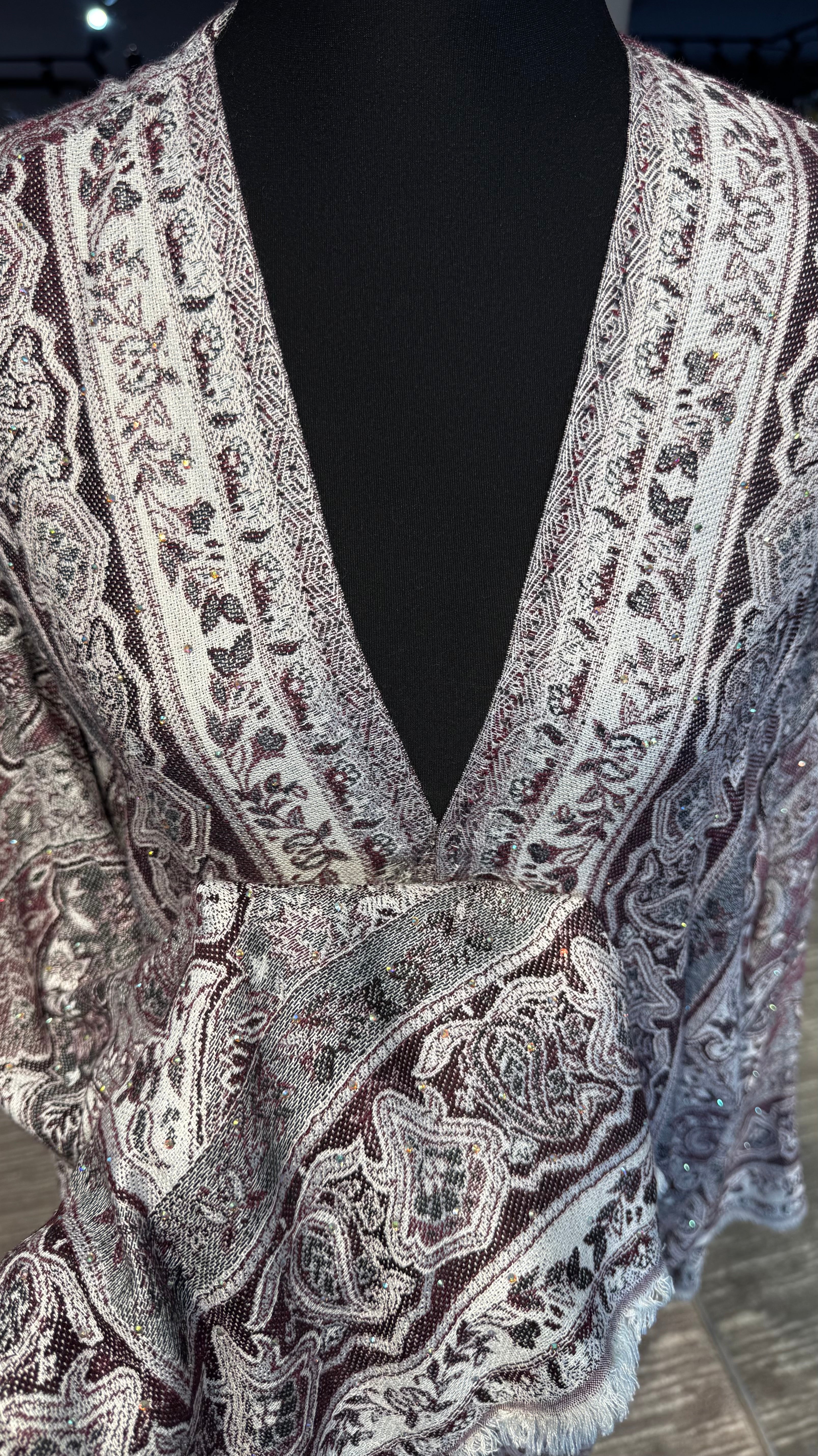Pashmina Robe with Hijab – 2 Piece- Wine