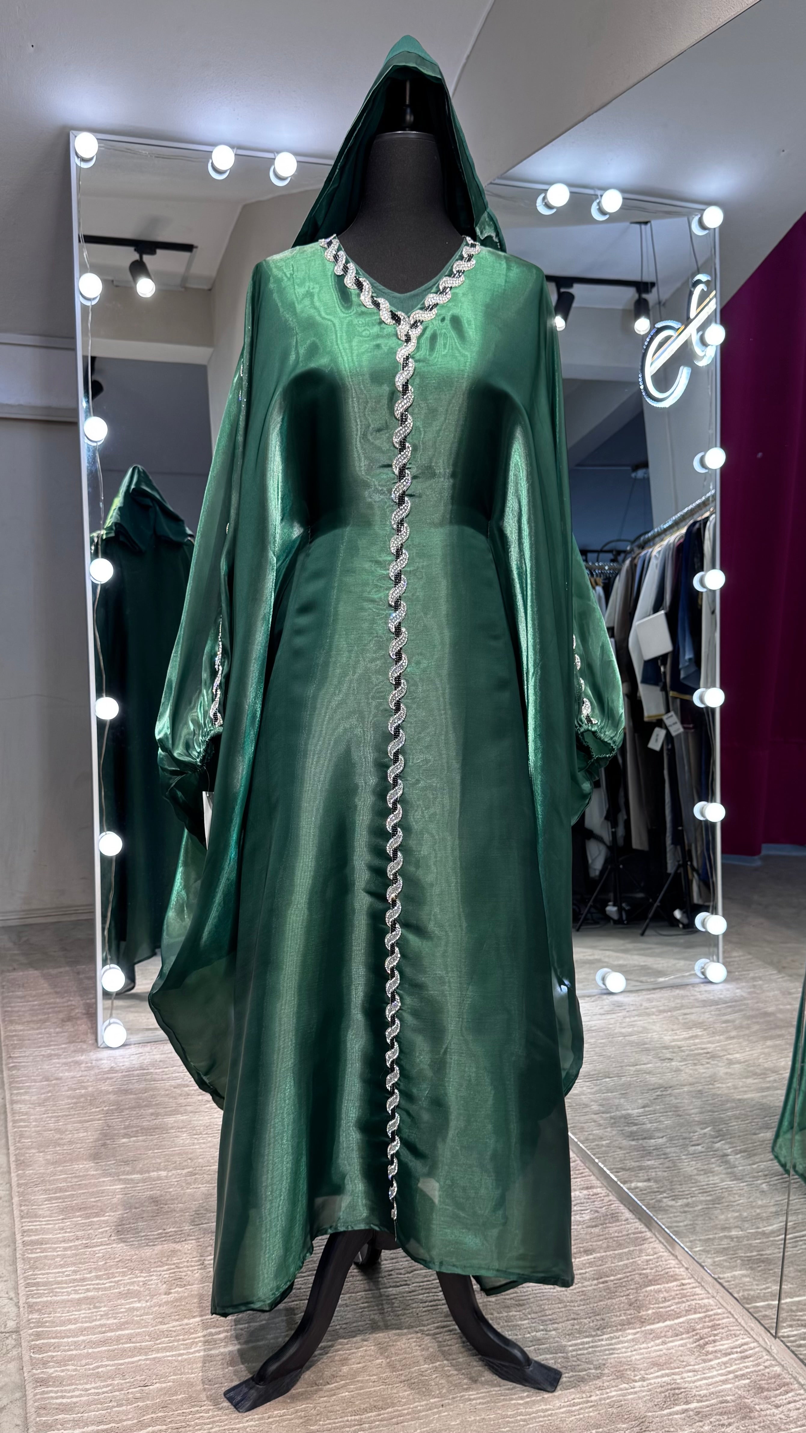 Glass Organza Farasha 3pcs set- Emerald Green