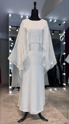 Cape Style Abaya Set with Hijab – Nida & Organza -White
