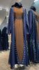 Navy Blue Robe with Brown Inner Abaya embellished with Stones