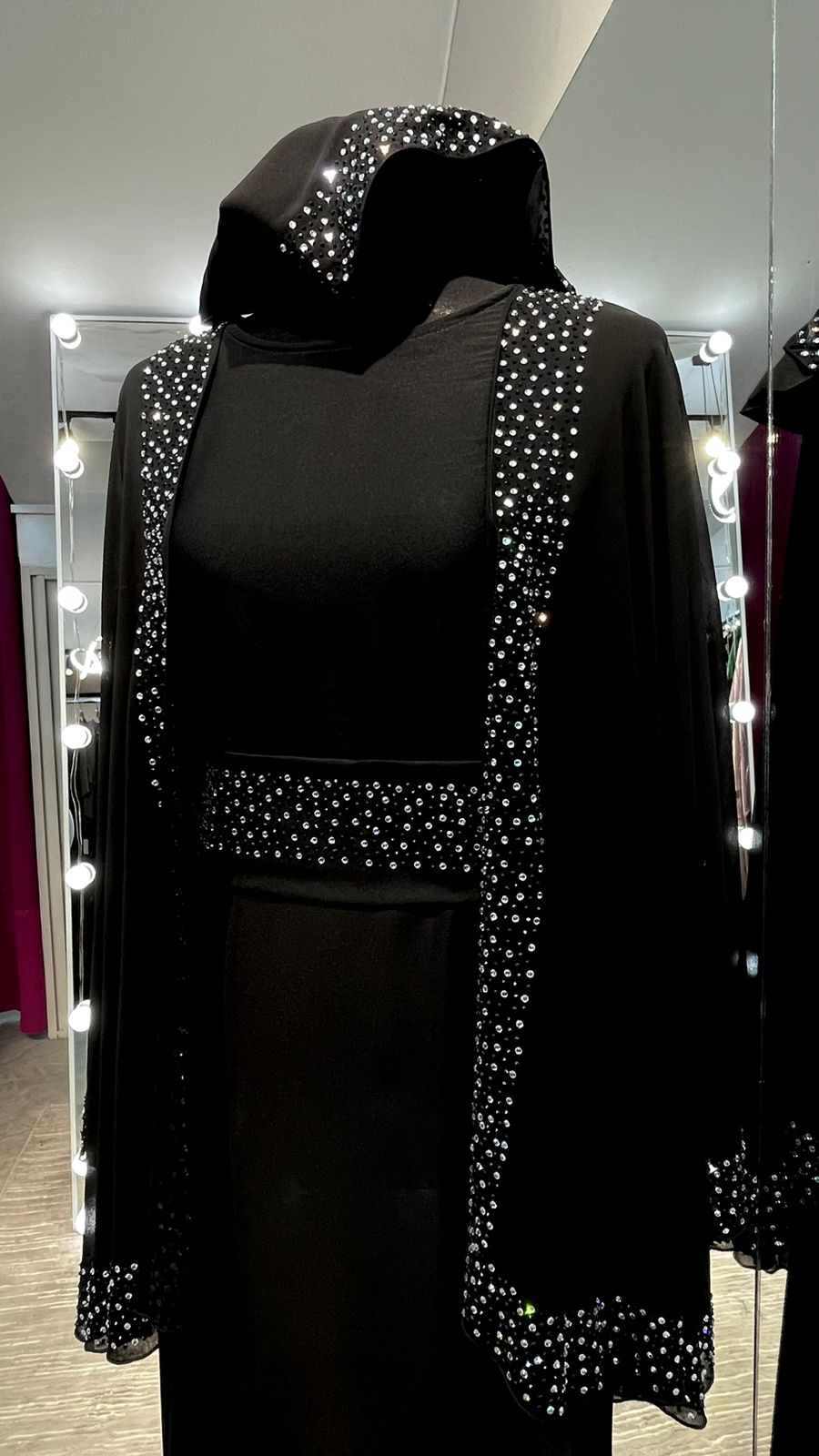 Black Chiffon Cape Farasha with Stones