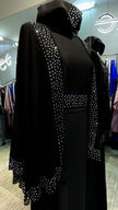 Black Chiffon Cape Farasha with Stones