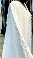 White Chiffon Farasha with stones and pearls