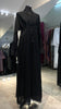 Black A-Line Nida and Chiffon combination Abaya Dress with lace lining and stones